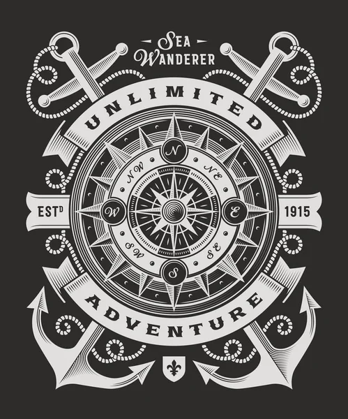 Vintage Unlimited Adventure Typografie auf schwarzem Hintergrund — Stockvektor