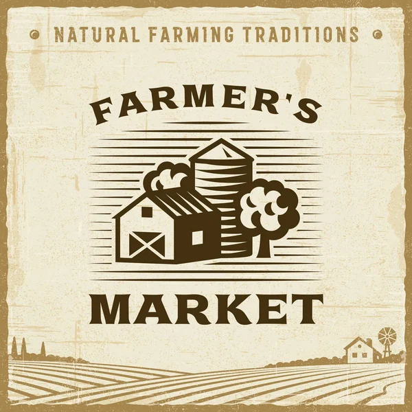 Etiqueta Vintage Farmers Market — Vector de stock