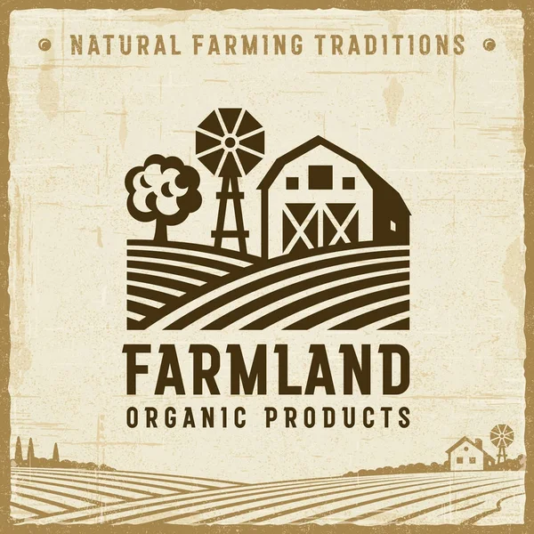 Label Farmland Vintage - Stok Vektor