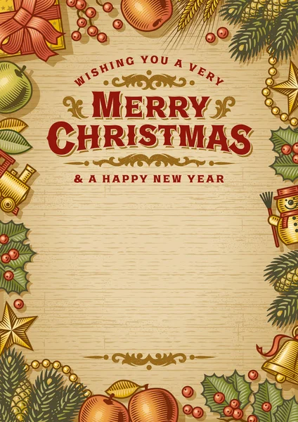 Carte Voeux Vintage Joyeux Noël Avec Espace Copie Illustration Vectorielle — Image vectorielle