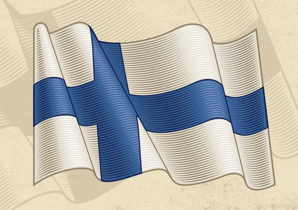 Bendera Vintage Finlandia Ilustrasi Vektor Eps8 Yang Dapat Diedit Dengan - Stok Vektor