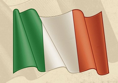 Vintage Flag Of Italy. Editable EPS8 vector illustration with clipping mask in woodcut style. clipart
