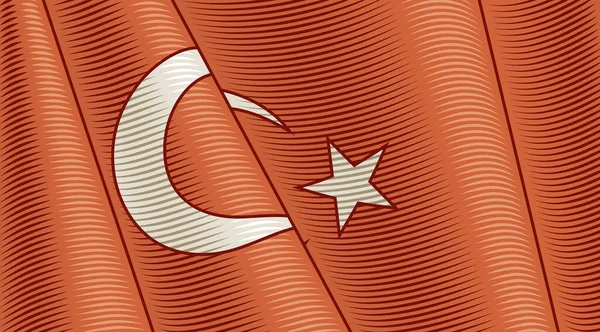 Bendera Vintage Turki Close Background Vektor Ilustrasi Dalam Gaya Retro - Stok Vektor
