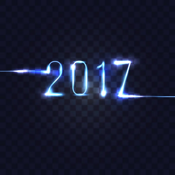 Damalı şeffaf arka plan 2017 neon numaraları. Il vektör — Stok Vektör