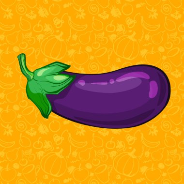 renk arka plan üzerinde bir olgun patlıcan. vektör çizim