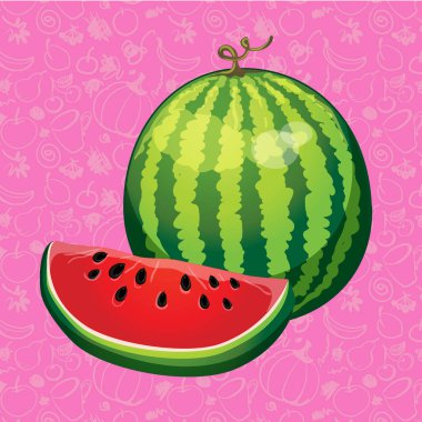 bir dilim karpuz renk arka plan üzerinde kesti. vektör illustra