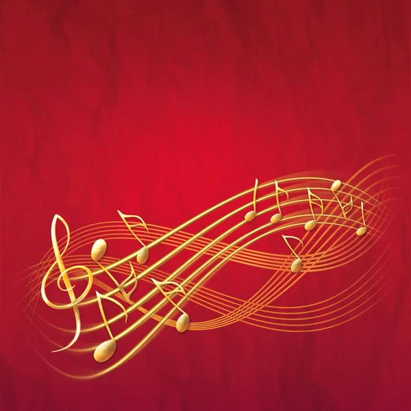 Altın notlar ve tiz nota anahtarı kırmızı müzik arka plan
