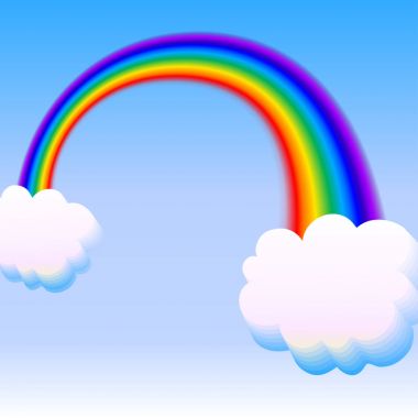 Rainbow ile iki bulutlar. vektör çizim