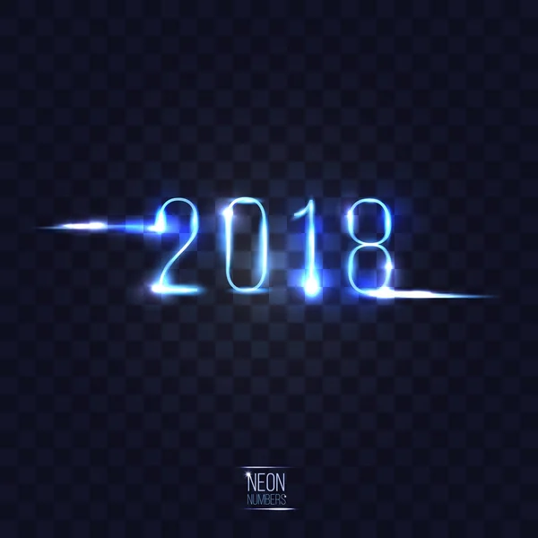 2018 neon sayı damalı şeffaf arka plan üzerine. Il vektör — Stok Vektör