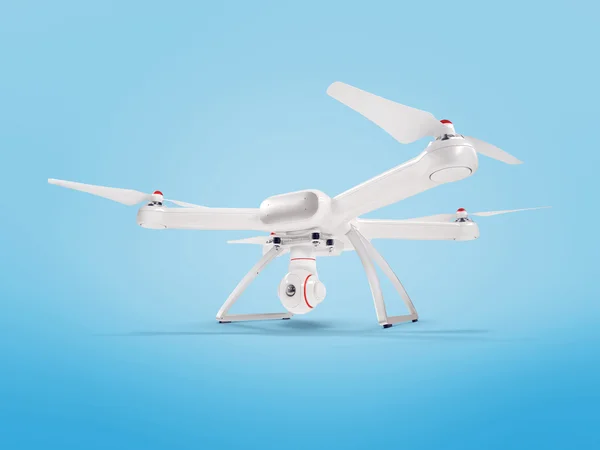 Moderne witte drone op blauwe achtergrond. 3D . — Stockfoto