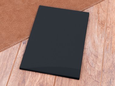 mockup marka. Ahşap arka plan şablonu. 3D render. 3D çizim. Yüksek çözünürlük.