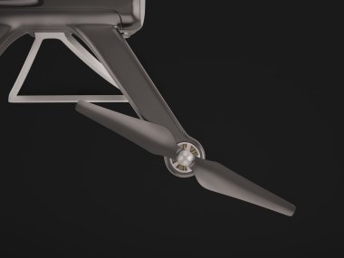 Modern uzaktan kumanda hava uçak uçan kamera ile. siyah arka plan üzerine. 3D .