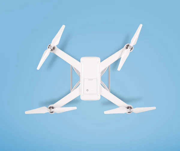 Drone blanc moderne sur fond bleu. 3D  . — Photo