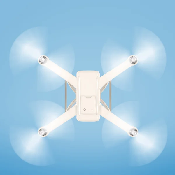 Drone blanco moderno sobre fondo azul. 3D  . — Foto de Stock