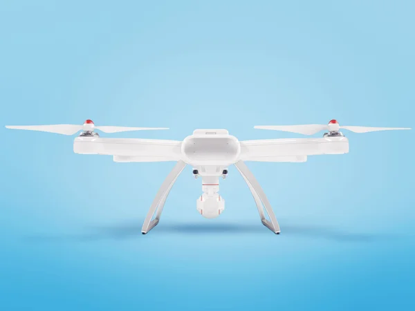 Moderna vita drone på blå bakgrund. 3D . — Stockfoto
