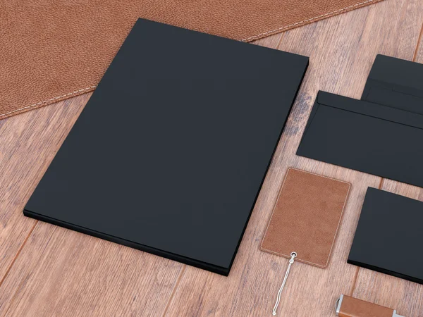 mockup marka. Ahşap arka plan şablonu. 3D render. 3D çizim. Yüksek çözünürlük.