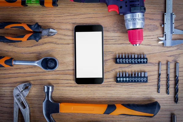 Workshop set. Tools on the table or floor. — Stock Photo, Image