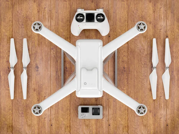 Drone met controle-apparaten. 3D illustratie. — Stockfoto