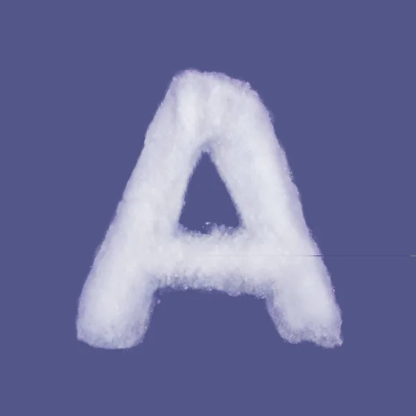 Χειμώνα αλφάβητο, σύμβολα από cottonwool. Μπλε φόντο που απομονώνονται. Όλα τα γράμματα. Υψηλή ανάλυση. — Φωτογραφία Αρχείου