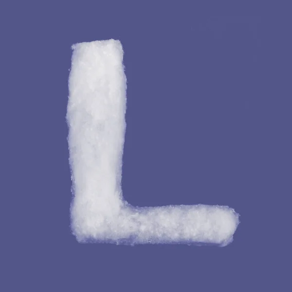 Χειμώνα αλφάβητο, σύμβολα από cottonwool. Μπλε φόντο που απομονώνονται. Όλα τα γράμματα. Υψηλή ανάλυση. — Φωτογραφία Αρχείου