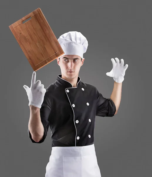 Cook with chopping board. 3D rendering and photo. High resolution. — Stock Photo, Image