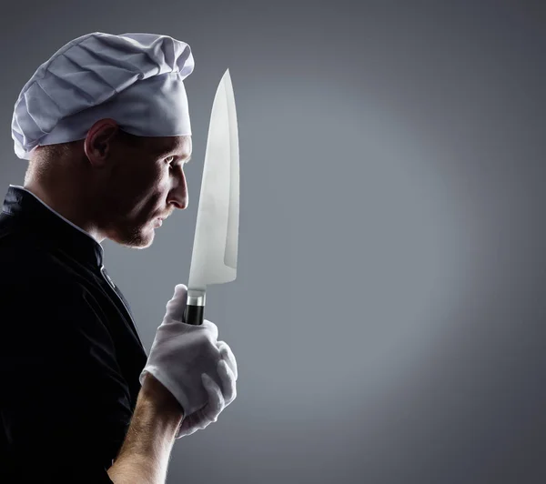 Cook with knife. 3D rendering and photo. High resolution. — Stock Photo, Image