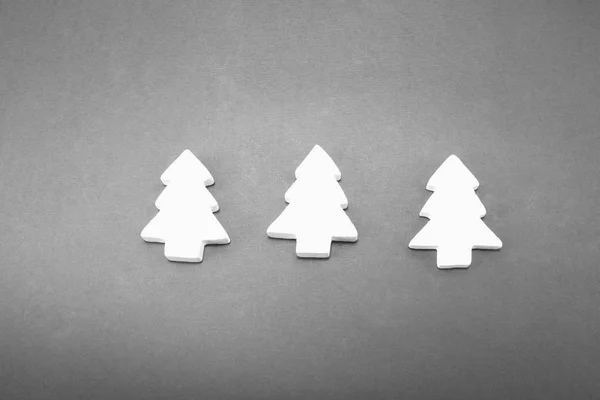 Black and white monochrome fir, pine, spruce, or larch trees, isolated on white — Stock Photo, Image