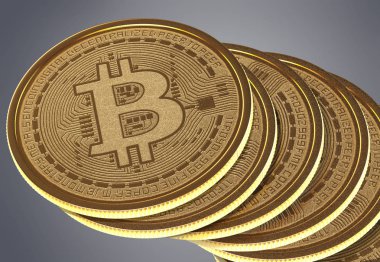 Bitcoins üzerinde altın laptop. Kripto Döviz Ticaret kavramı