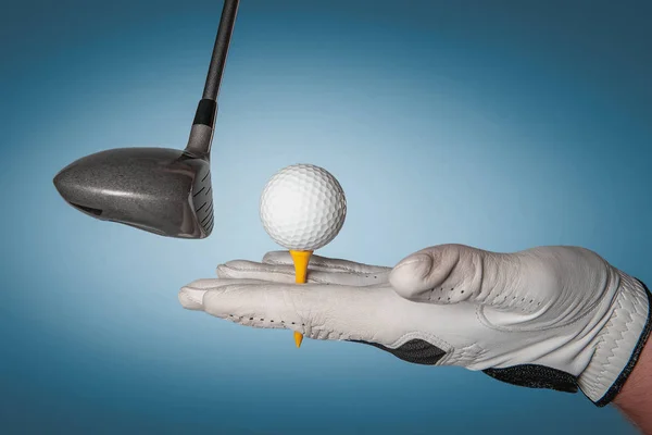 Man hand in professional golf glove holding golf equipment — Stock Photo, Image