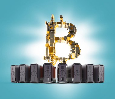 Bitcoin Maliye. Altın bitcoins havaya fırlattı, yakın çekim
