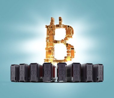 Bitcoin Maliye. Altın bitcoins havaya fırlattı, yakın çekim