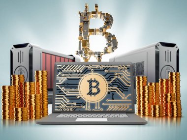 Bitcoin Maliye. Altın bitcoins havaya fırlattı, yakın çekim