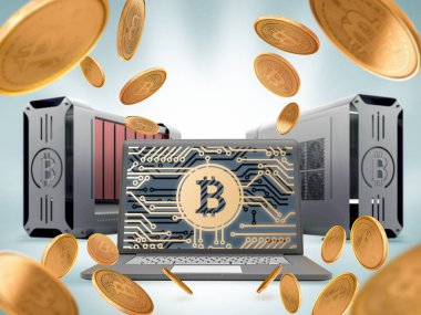 Bitcoin Maliye. Altın bitcoins havaya fırlattı, yakın çekim