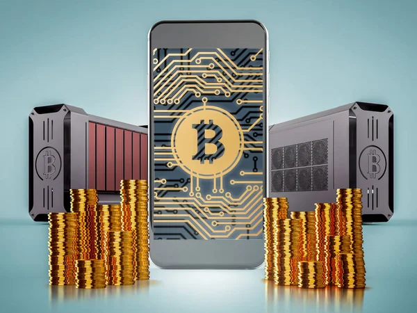 Bitcoin Financiën. Close up van gouden bitcoins gooide in de lucht — Stockfoto