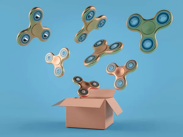 Grupo fidget spinner estrés aliviar juguete colorido. Volar fuera de t — Foto de Stock