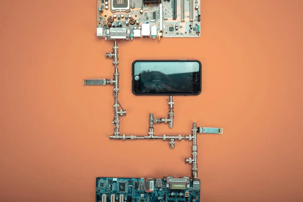 Elektronisk krets chip board bakgrund — Stockfoto