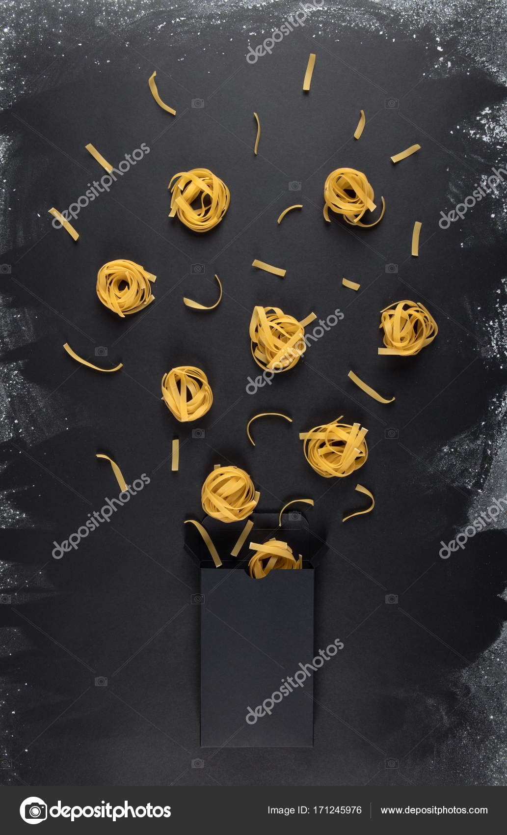 Pasta packaging template Isolated on black background — Stock Photo