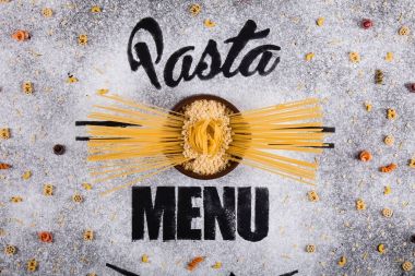 Makarna için Restoran menü tasarımı. Pasteria siyah için poster