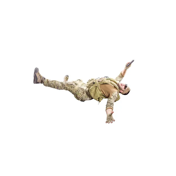 Armáda USA voják s puškou (efekt pohybu). Výstřel ve studiu na — Stock fotografie