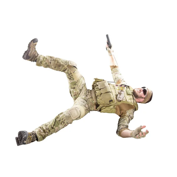 USA-soldat med gevär (motion effekt). Inspelad i studio på — Stockfoto
