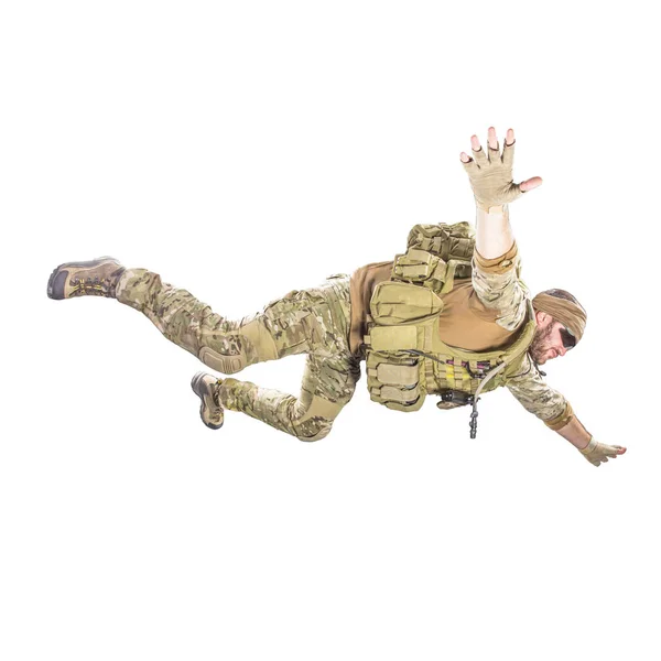 USA-soldat med gevär (motion effekt). Inspelad i studio på — Stockfoto