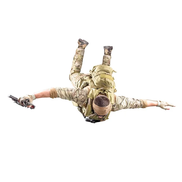 USA Army soldier with rifle (motion effect).  Shot in studio on — Stock Photo, Image