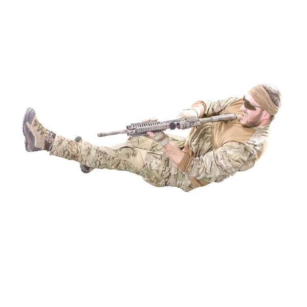 USA-soldat med gevär (motion effekt). Inspelad i studio på — Stockfoto