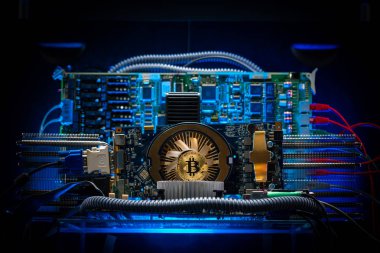 Cihaz ve makineler için araştırma cryptocurrency. Bitcoin incelemesi. Bilgisayar devre bilgisayar kartı