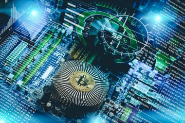 Cihaz ve makineler için araştırma cryptocurrency. Bitcoin incelemesi. Bilgisayar devre bilgisayar kartı