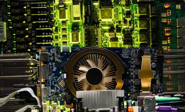 Device Machines Mining Cryptocurrency Bitcoin Mining Computer Circuit Computer Board — Stock Photo, Image