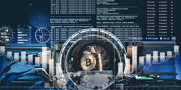 Dispositivo Macchine Criptovaluta Mineraria Estrazione Bitcoin Scheda Computer Circuito Del — Foto Stock