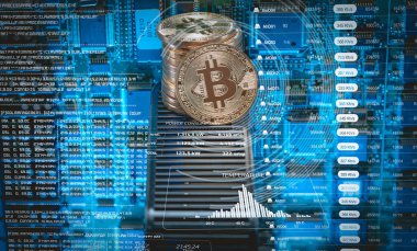 Cihaz ve makineler için araştırma cryptocurrency. Bitcoin incelemesi. Bilgisayar devre bilgisayar kartı