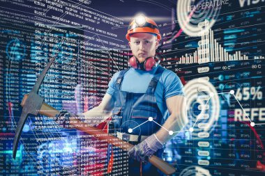 Makro görünümü Miner havuzu bitcoins benim için çalışmak. Cihazlar ve teknoloji araştırma cryptocurrency için. Araştırma cryptocurrency kavramı.