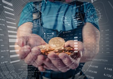 Bitcoin madencilik sanal cryptocurrency kavramı